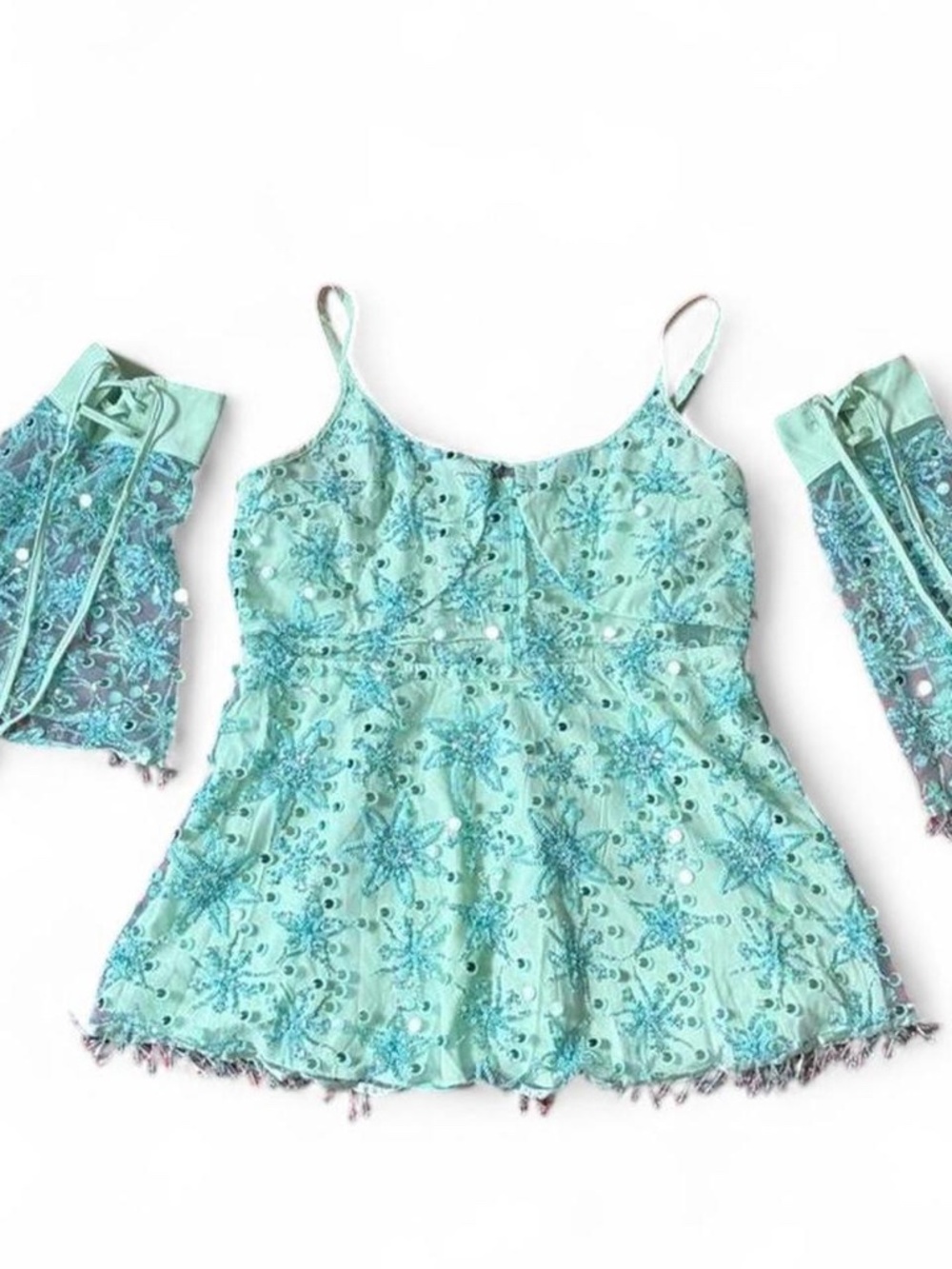I Heart Raves blue sequin dress and sleeveless set